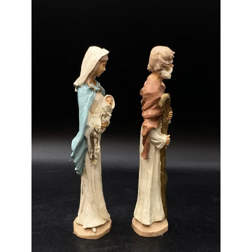 Holy Family Mary Madonna Holding Baby Jesus Joseph With Staff 6”